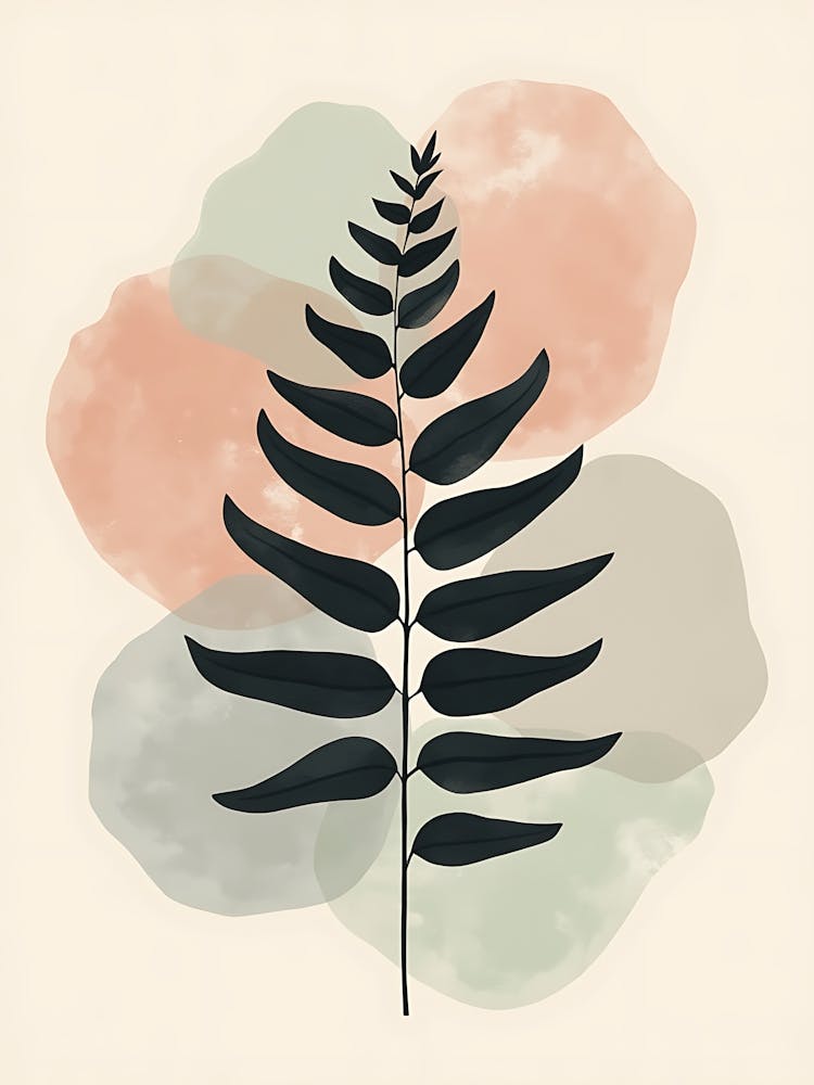 Abstract Botanical Pattern in Sand Tones