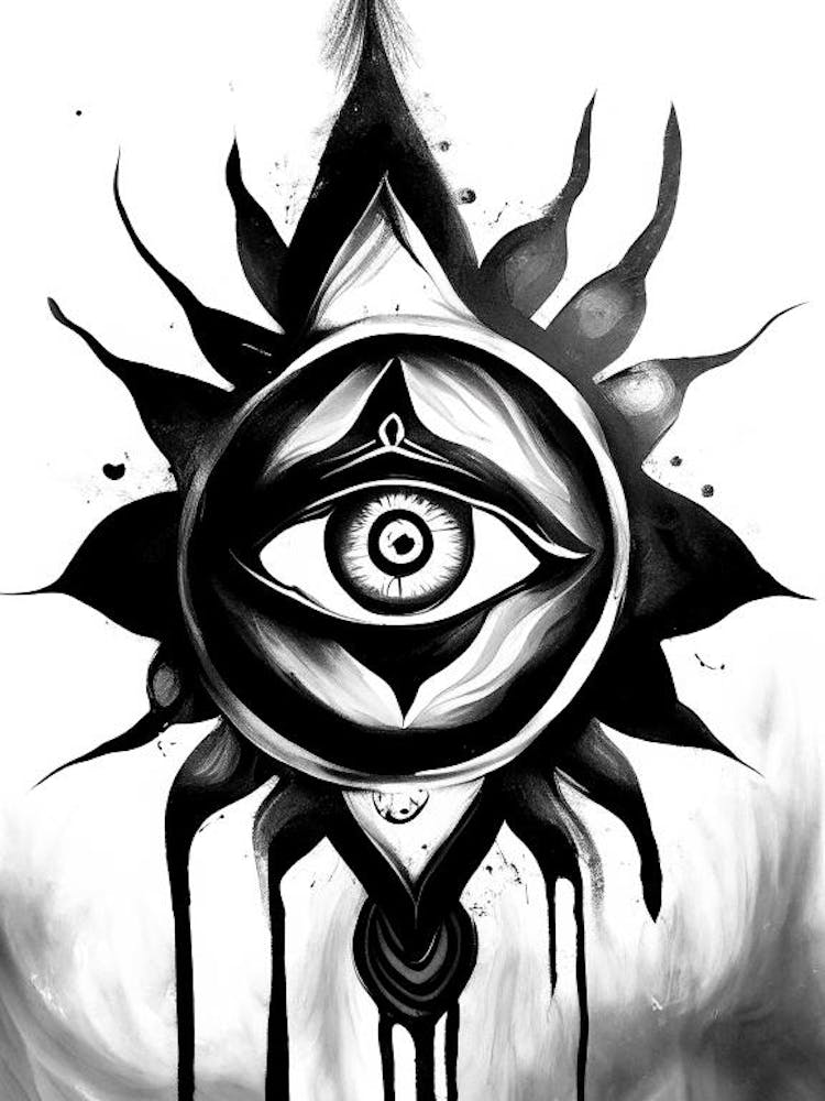 The Ajna Chakra, Symbol, Third Eye Black & White