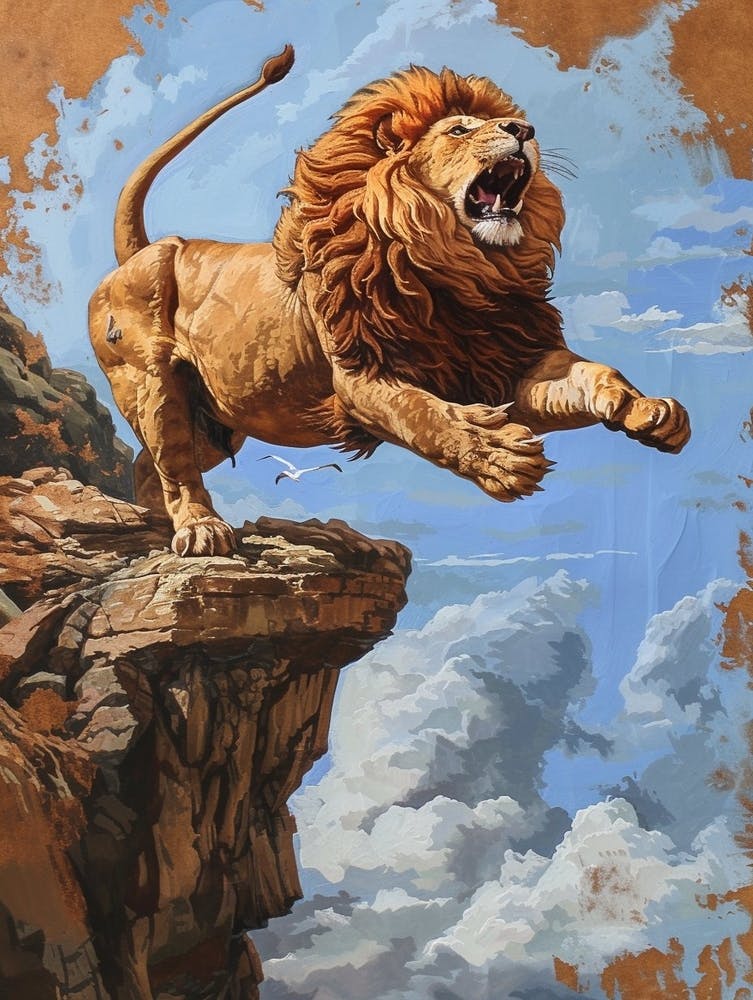 Barbary Lion Relief Illustration On A Cliff 2