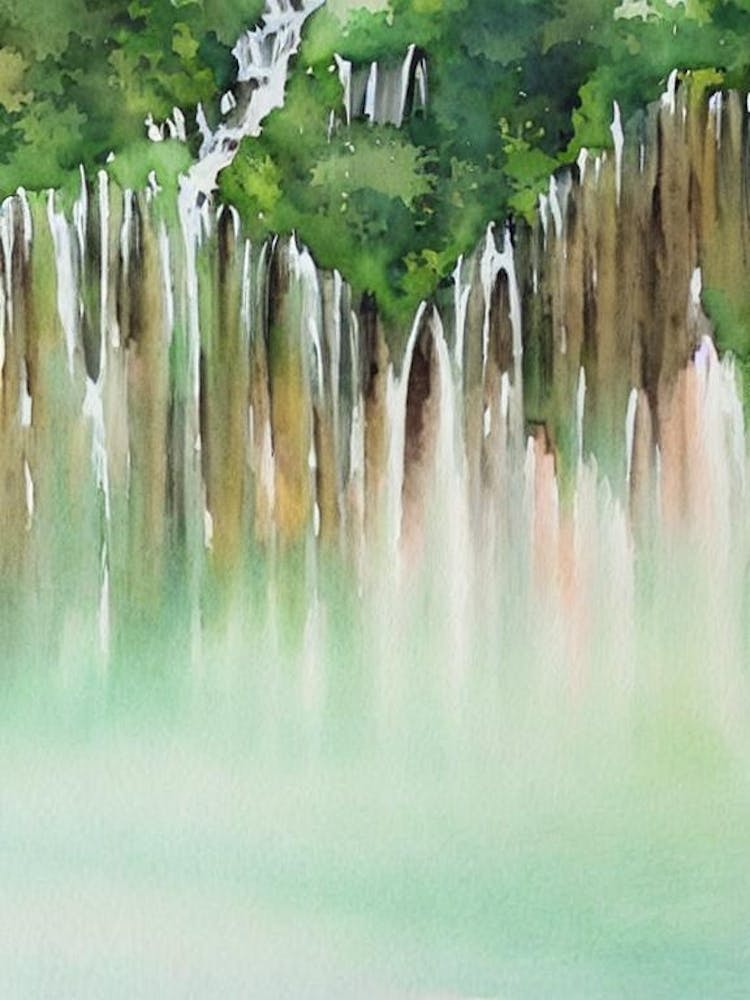 Plitvice Lakes National Park Croatia Water Colour Poster