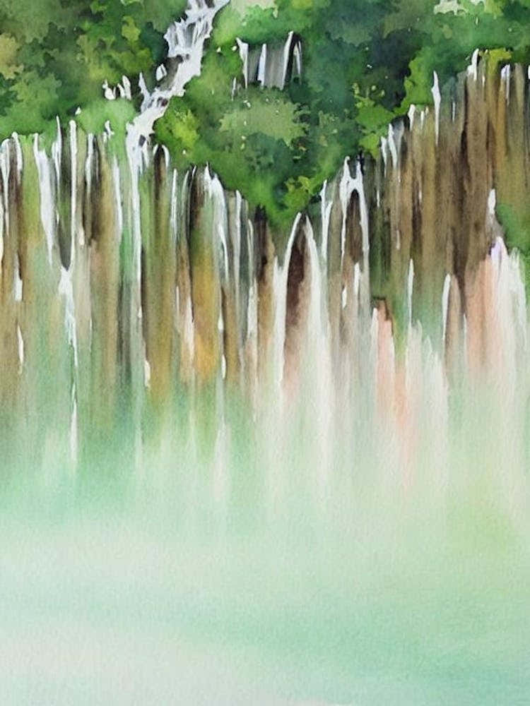 Plitvice Lakes National Park Croatia Water Colour Poster