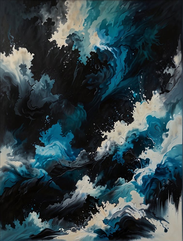 Black Blue And White Abstract Painting