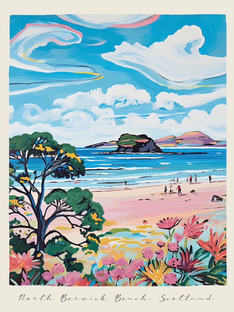 Poster Of North Berwick Beach, East Lothian, Scotland, Matisse And Rousseau Style 2