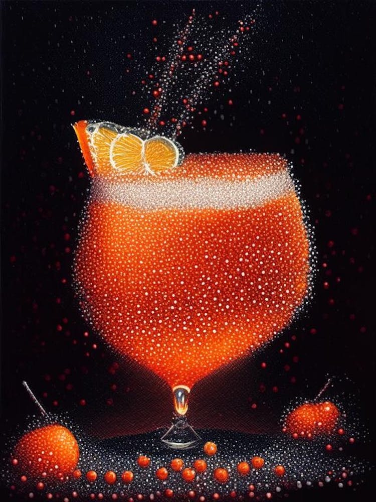 Fuzzy Navel Pointillism Cocktail Poster