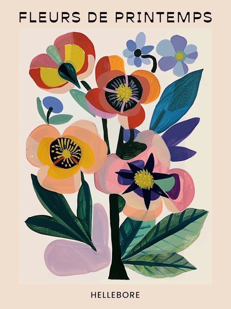 Spring Floral French Poster  Hellebore 4
