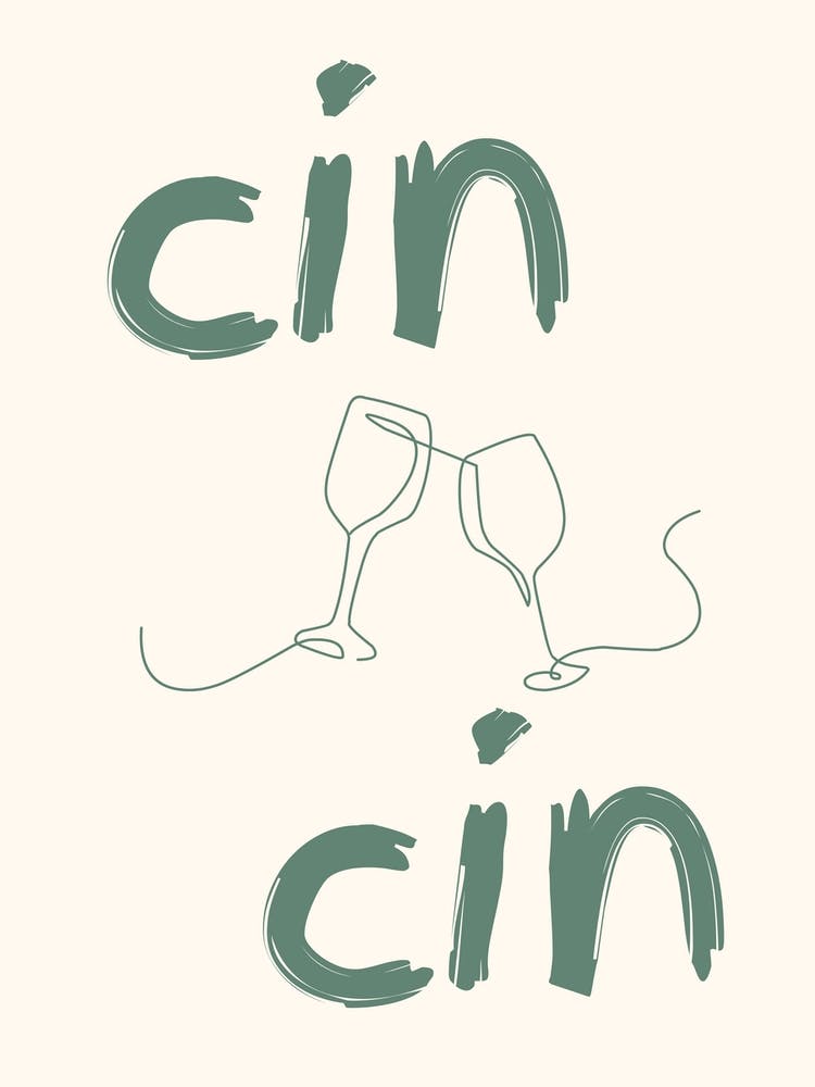 Cin Cin Wine Poster Green 