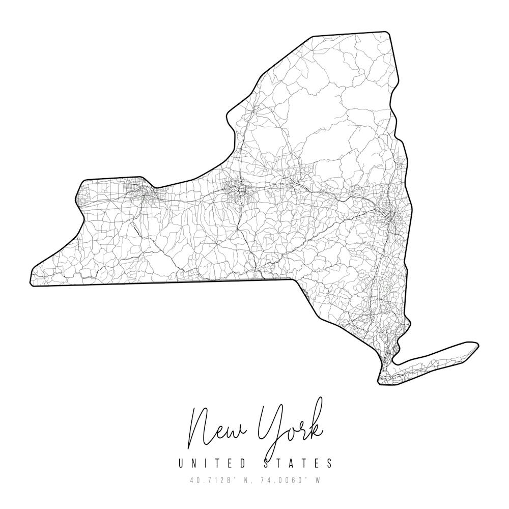New York Minimal Street Map Square