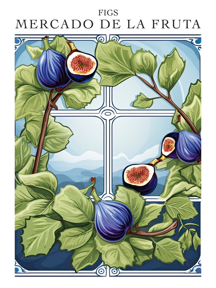 Mercado De La Fruta Figues Illustration 1 Affiche