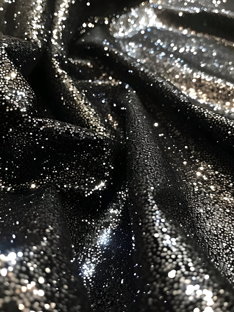 Black And Silver Glitter Fabric
