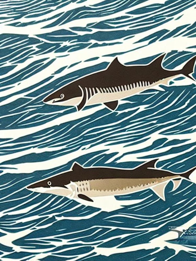 Mako Shark Linocut