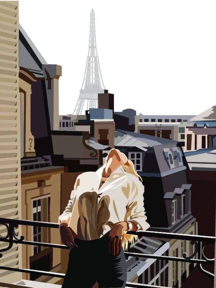 Lady In Paris With Eiffel Tower