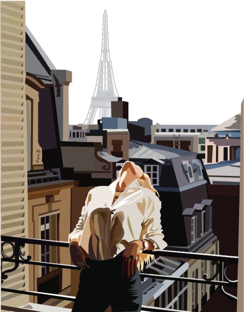 Lady In Paris With Eiffel Tower