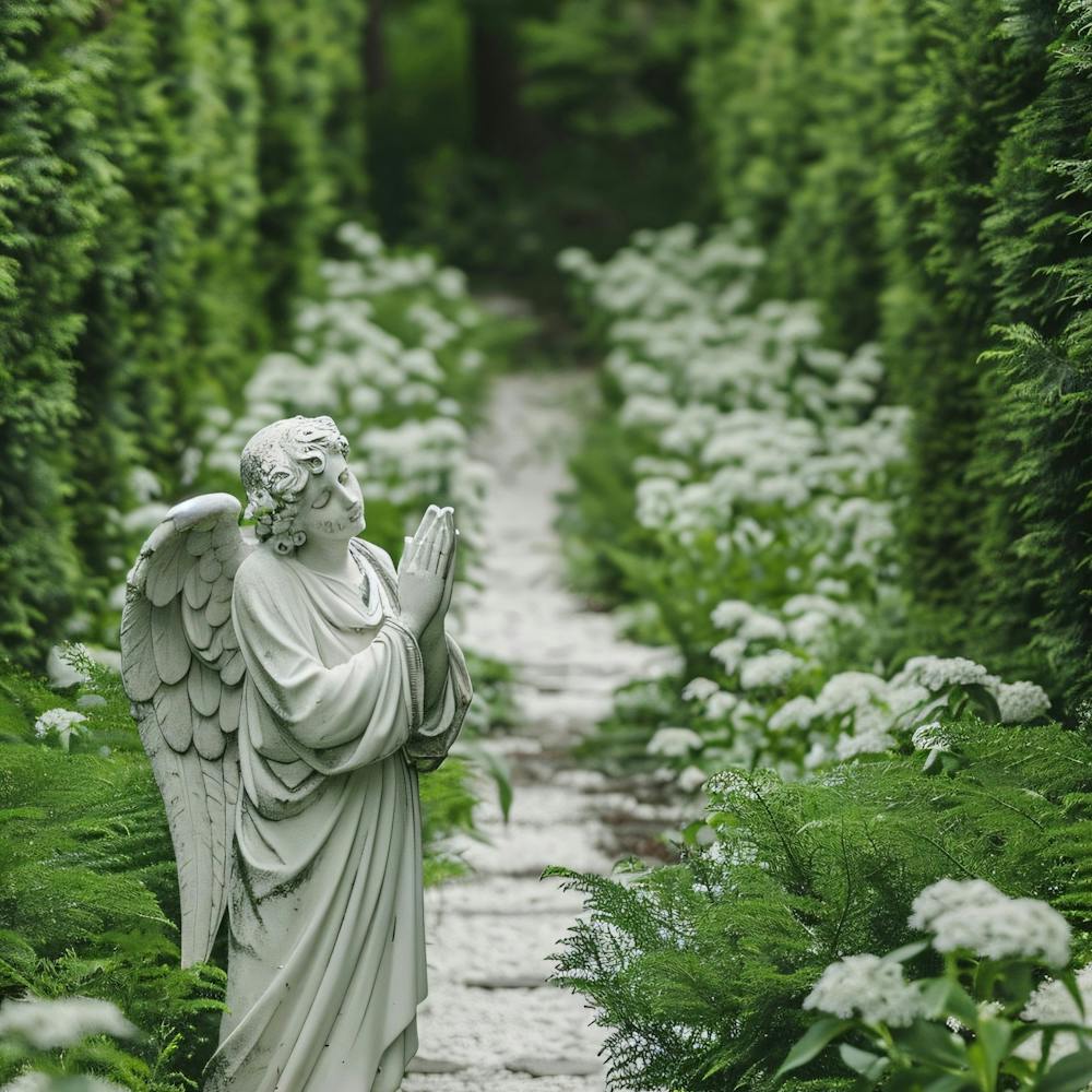 Angel Statue In A Garden