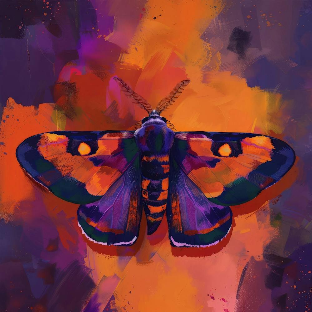 Moth on orange purple
