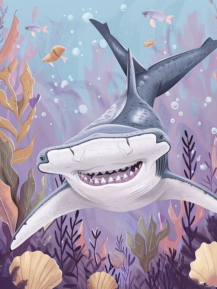 Purple Hammerhead Shark Seascape