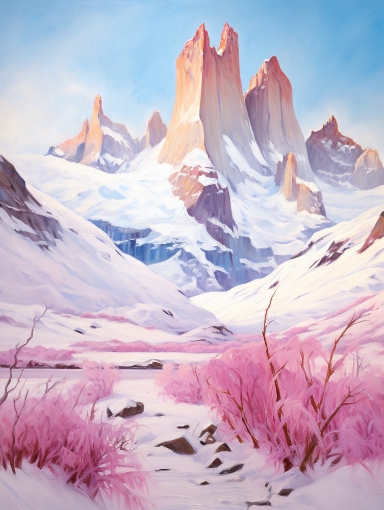 Dreamy Winter Painting Torres Del Paine National Park Argentina 2