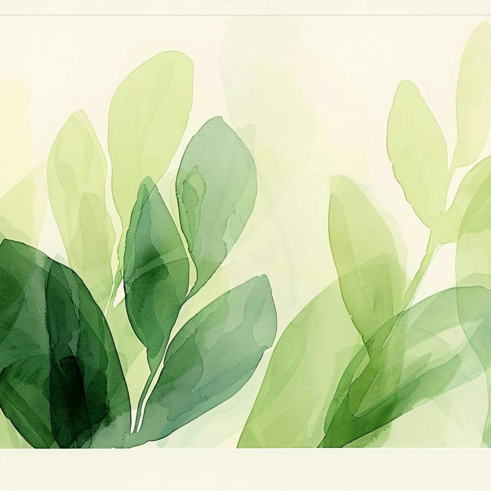 Watercolor Of Green Leaves 1