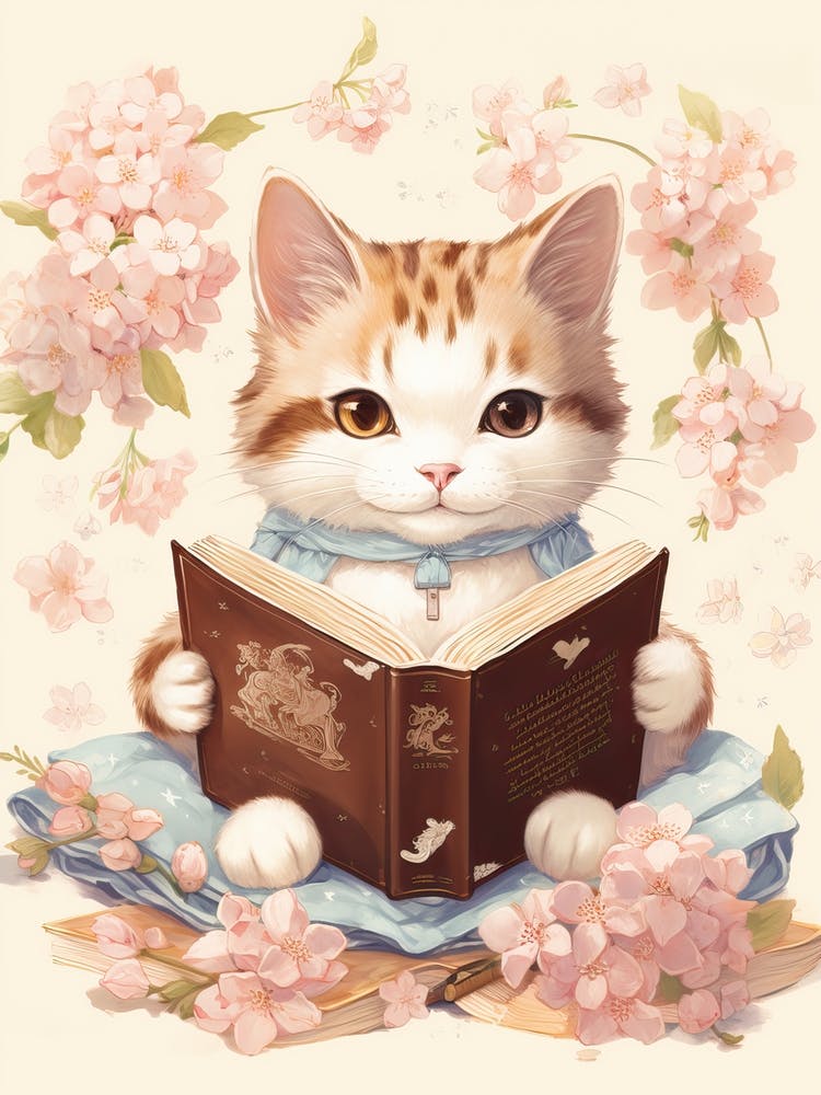 Kawaii Cat Drawings Reading 3