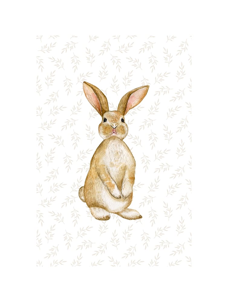 Hase im Vintage-Stil mit Blattmuster