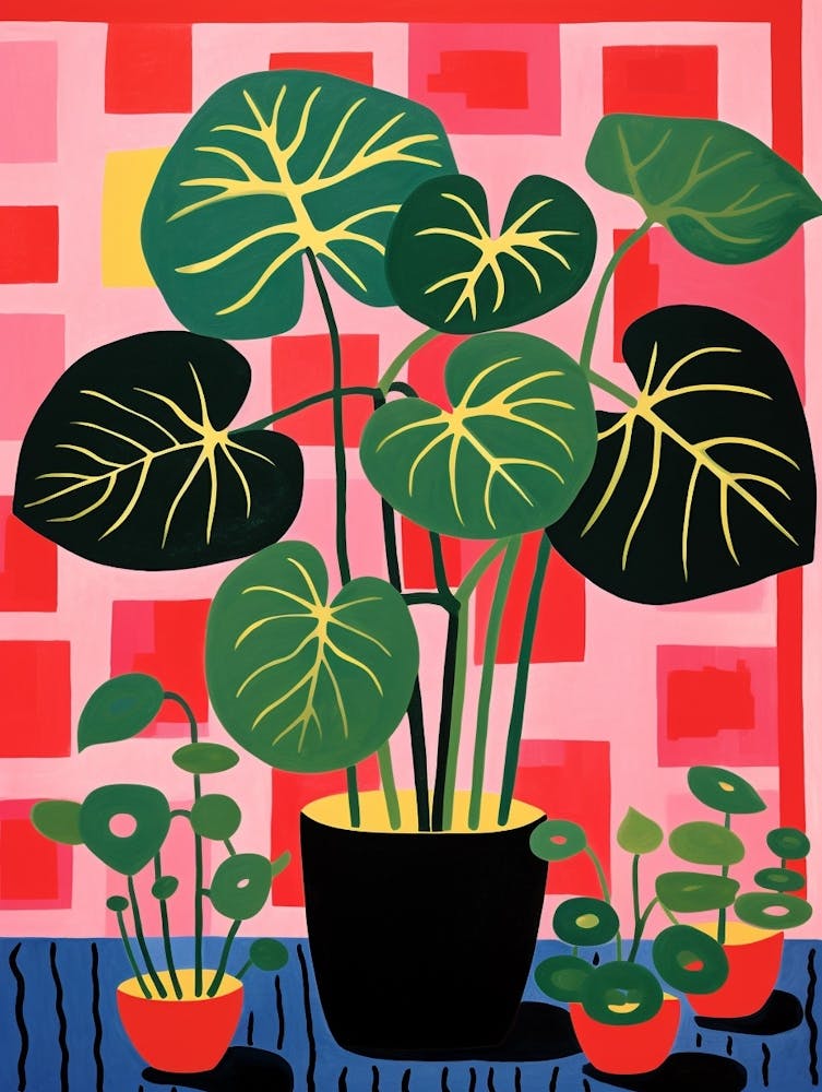 Pink And Red Plant Illustration Monstera 2