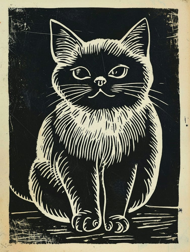 Birman Linocut Blockprint 1