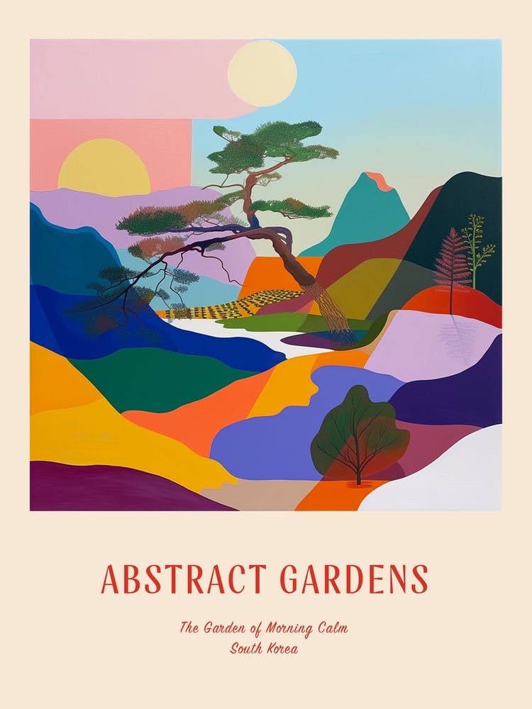 Colourful Gardens The Garden Of Morning Calm South Korea 2 Red Poster