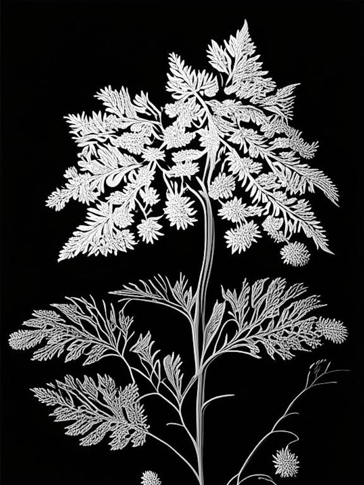 Meadowsweet Leaf Linocut 2