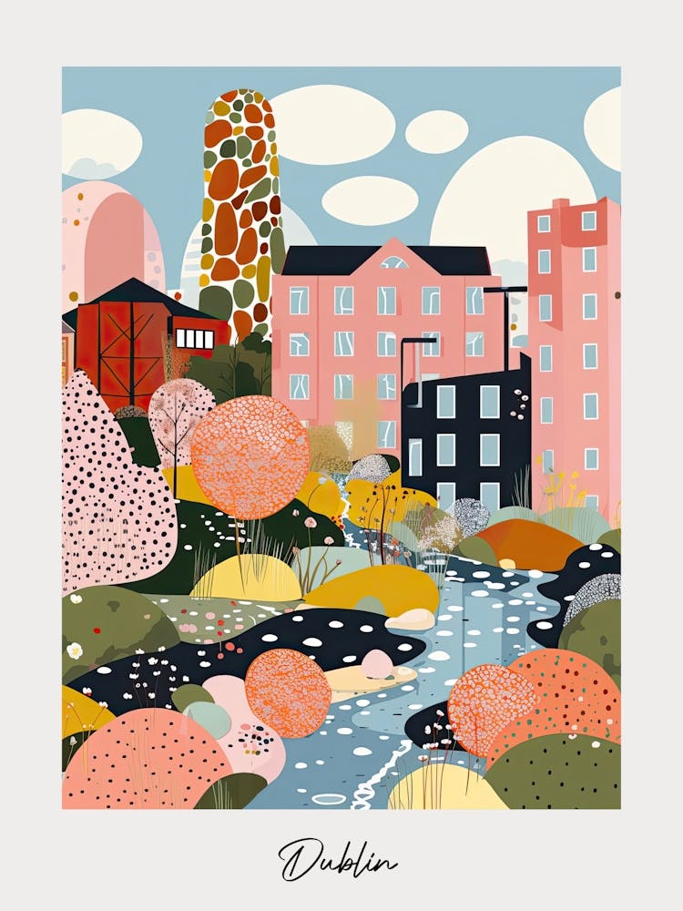 Poster Of Dublin, Illustration In The Style Of Pop Art 1