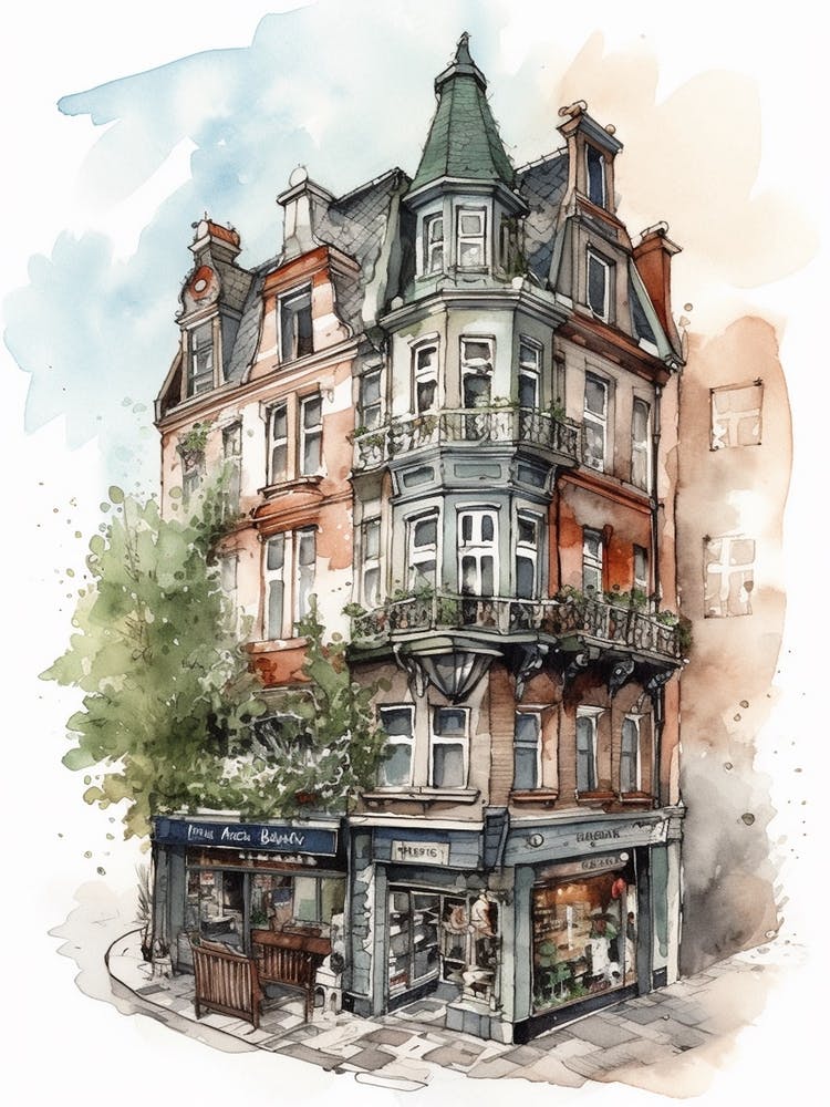 Neukolln Berlin Neighborhood Watercolour 3