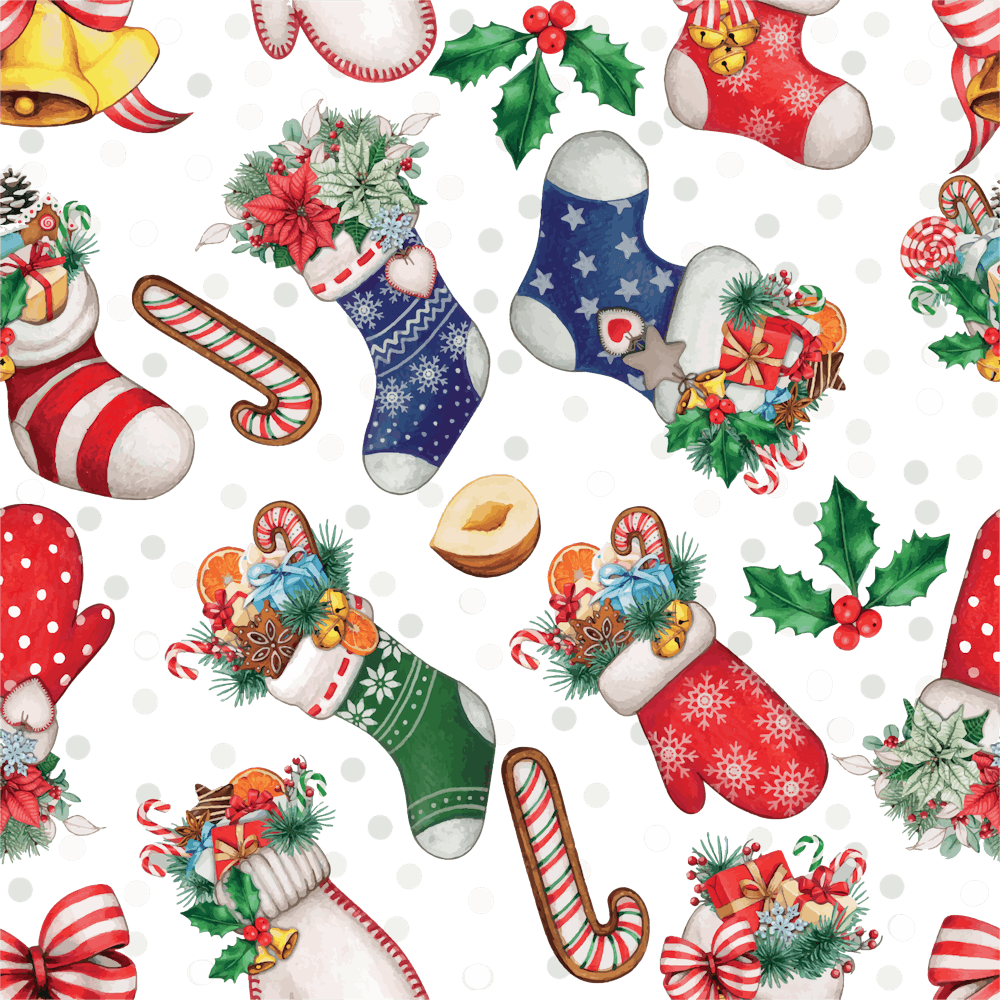 Christmas Socks Gloves Candy Cane Stocking Seamless
