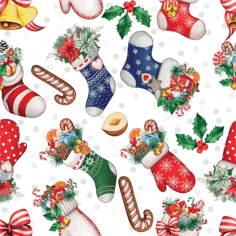 Christmas Socks Gloves Candy Cane Stocking Seamless
