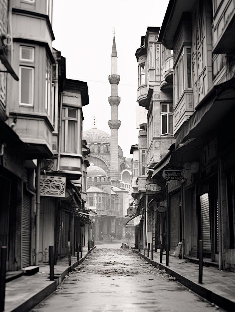 Istanbul, Turquie - Vieille photo en noir et blanc 3