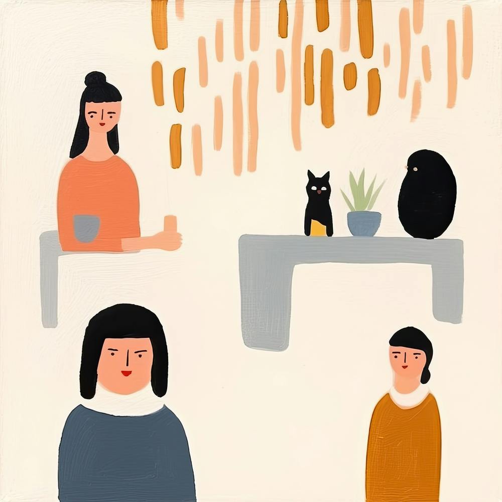 Tiny People At The Cat Cafe Illustration 1
