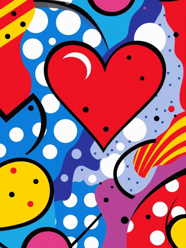 Polka Dot Pop Art Heart Lines 2