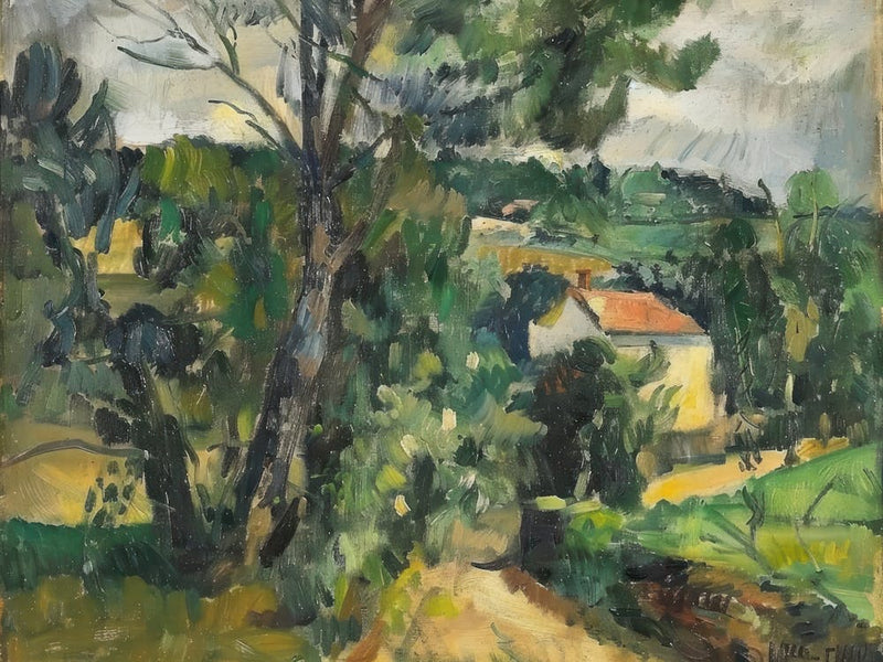 Soothing Greens Painting Inspired By Paul Cezanne