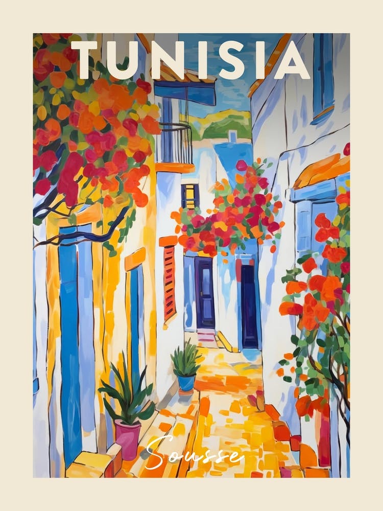 Sousse Tunisia 2 Fauvist Painting Travel Poster