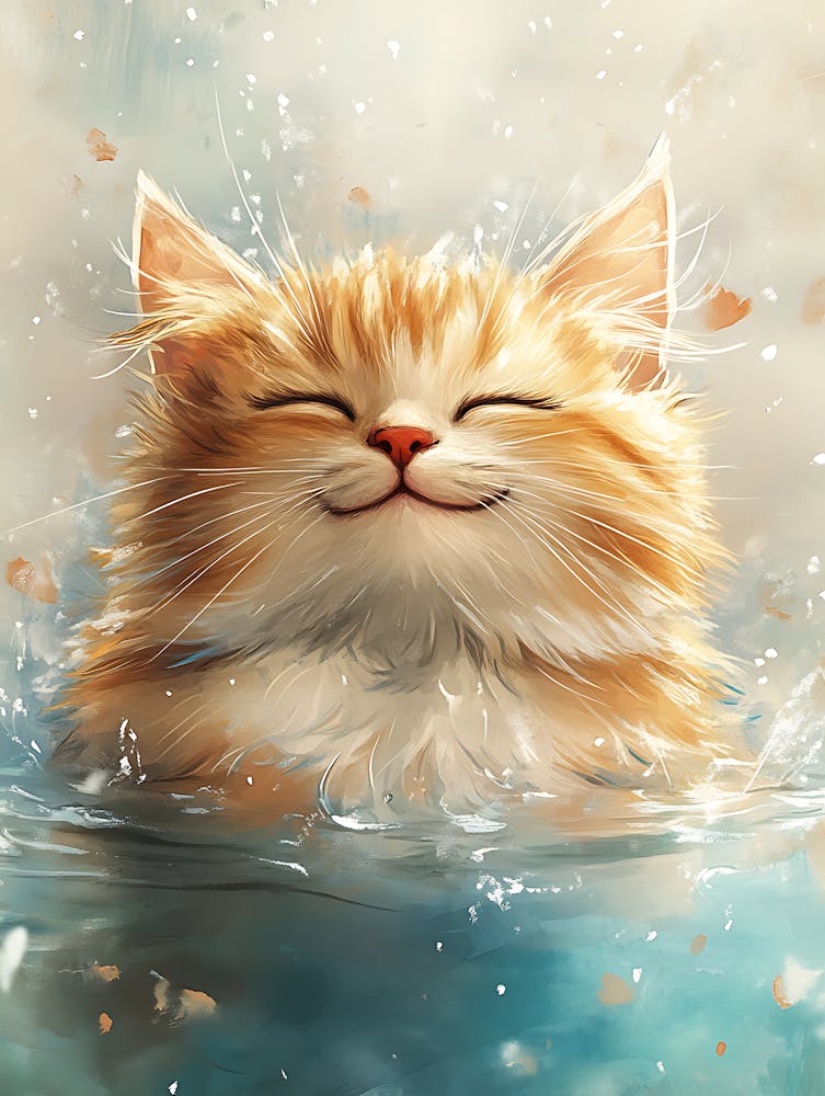 Orange Cat Floating on Water 1
