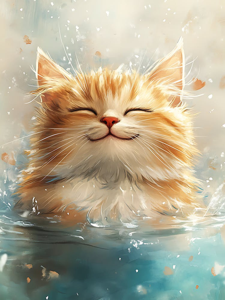 Orange Cat Floating on Water 1