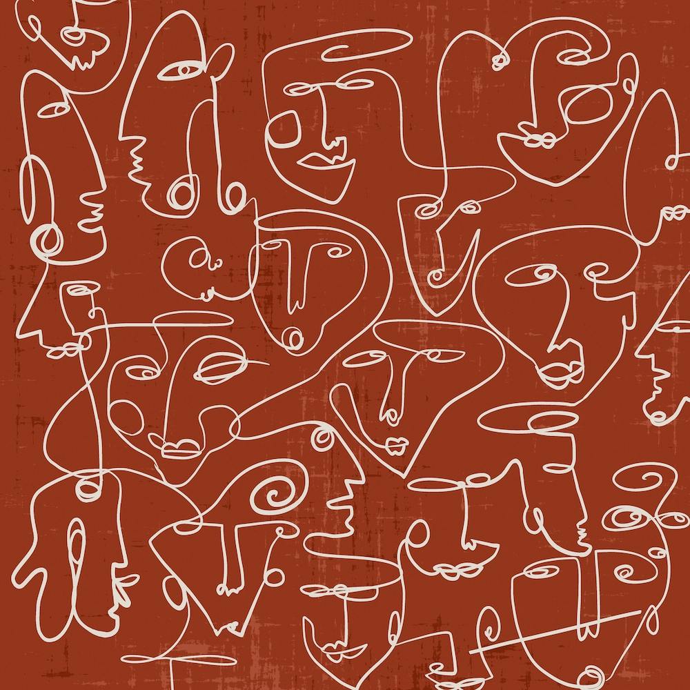 Line Art Faces Square