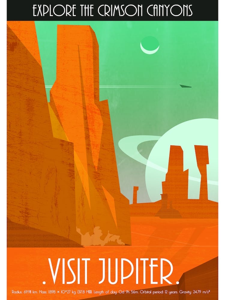 Jupiter Space Travel Retro Poster