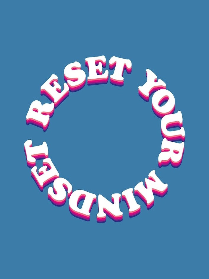 Blue Pink And White Reset Your Mindset Typographic