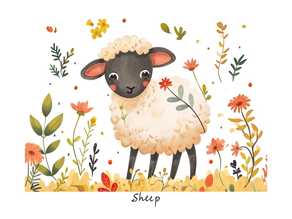 Little Floral Sheep 3 Plakat