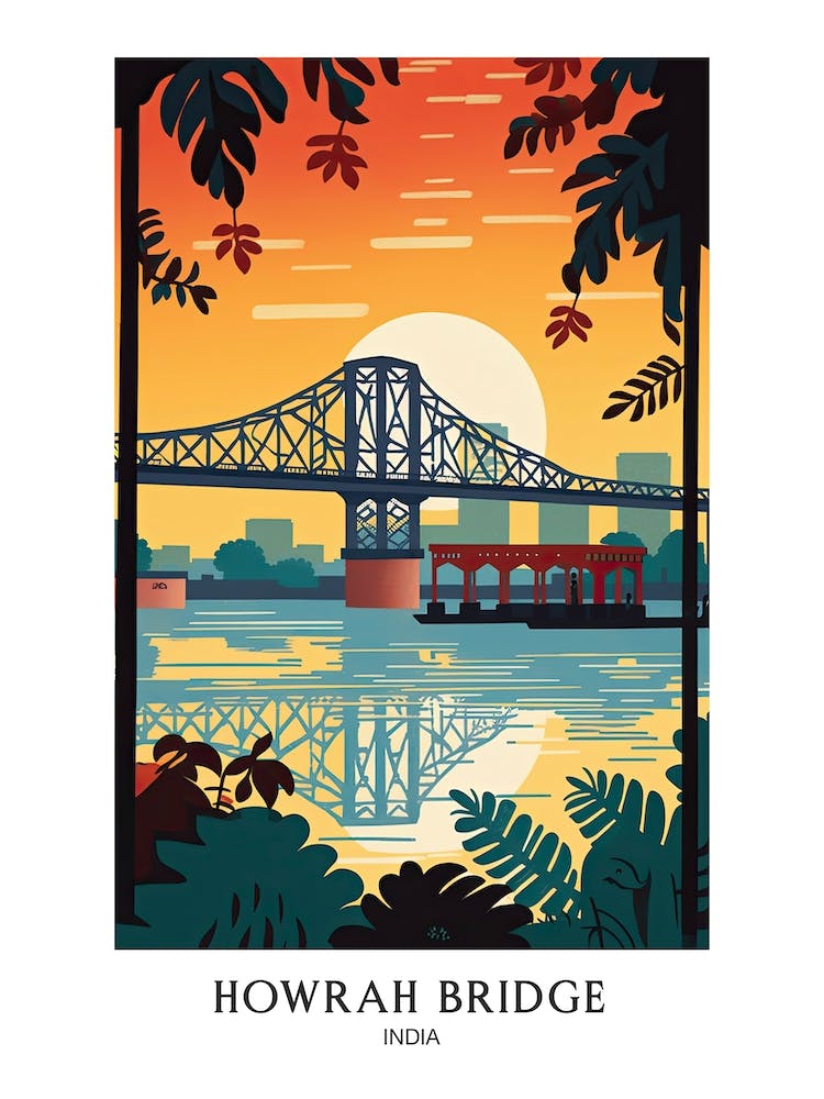 Howrah Bridge India Farbenfrohes 2 Reiseposter