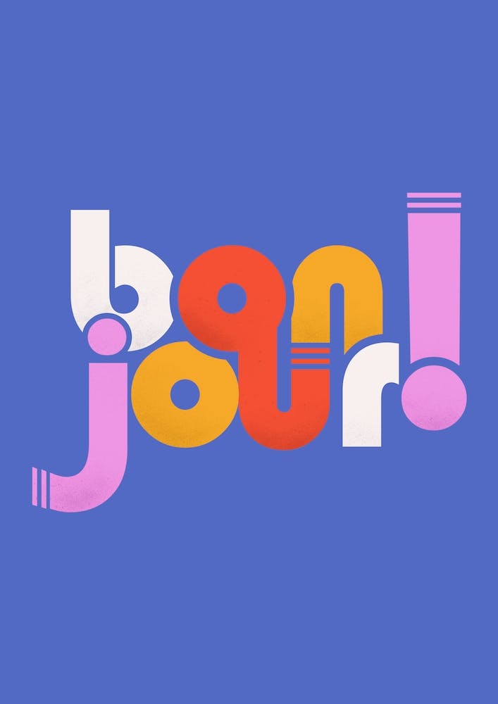 Bon Jour On Blue