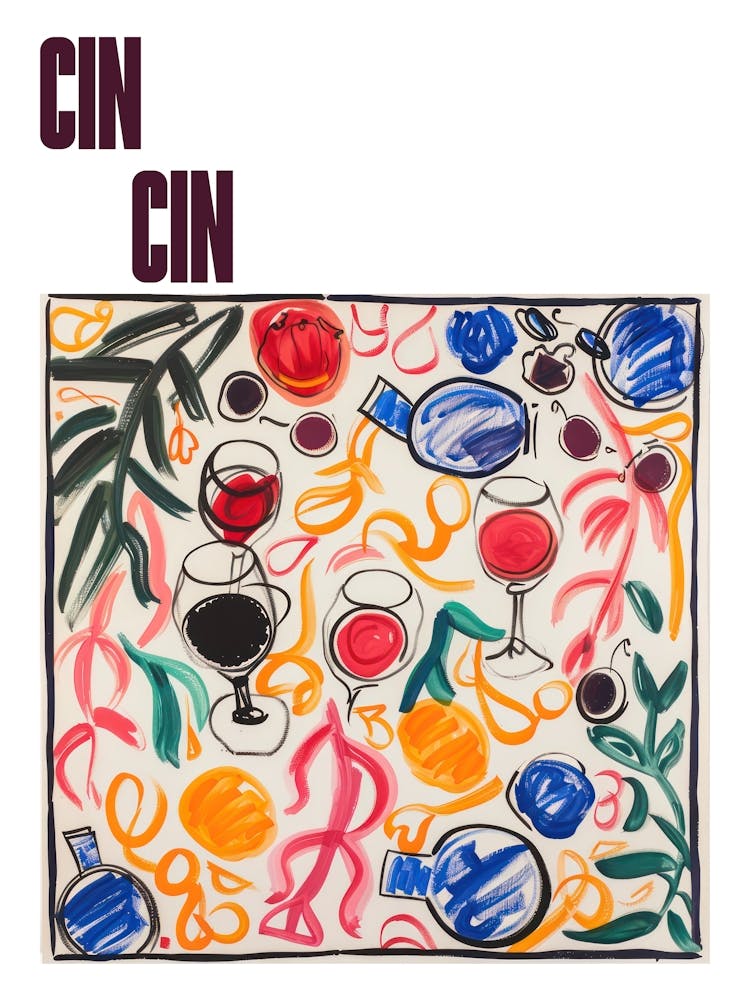 Cin Cin Poster Wine Lunch Matisse Style 2