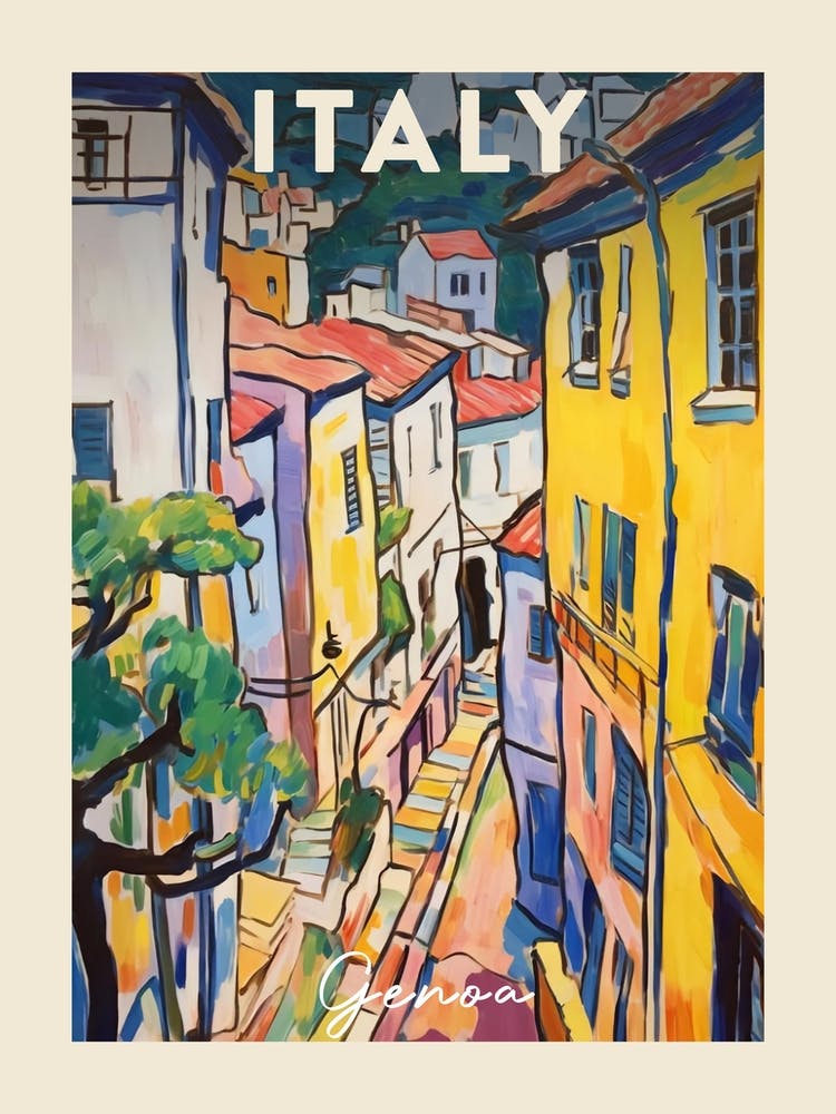 Genoa Italy 2 Fauvist Painting  Travel Poster