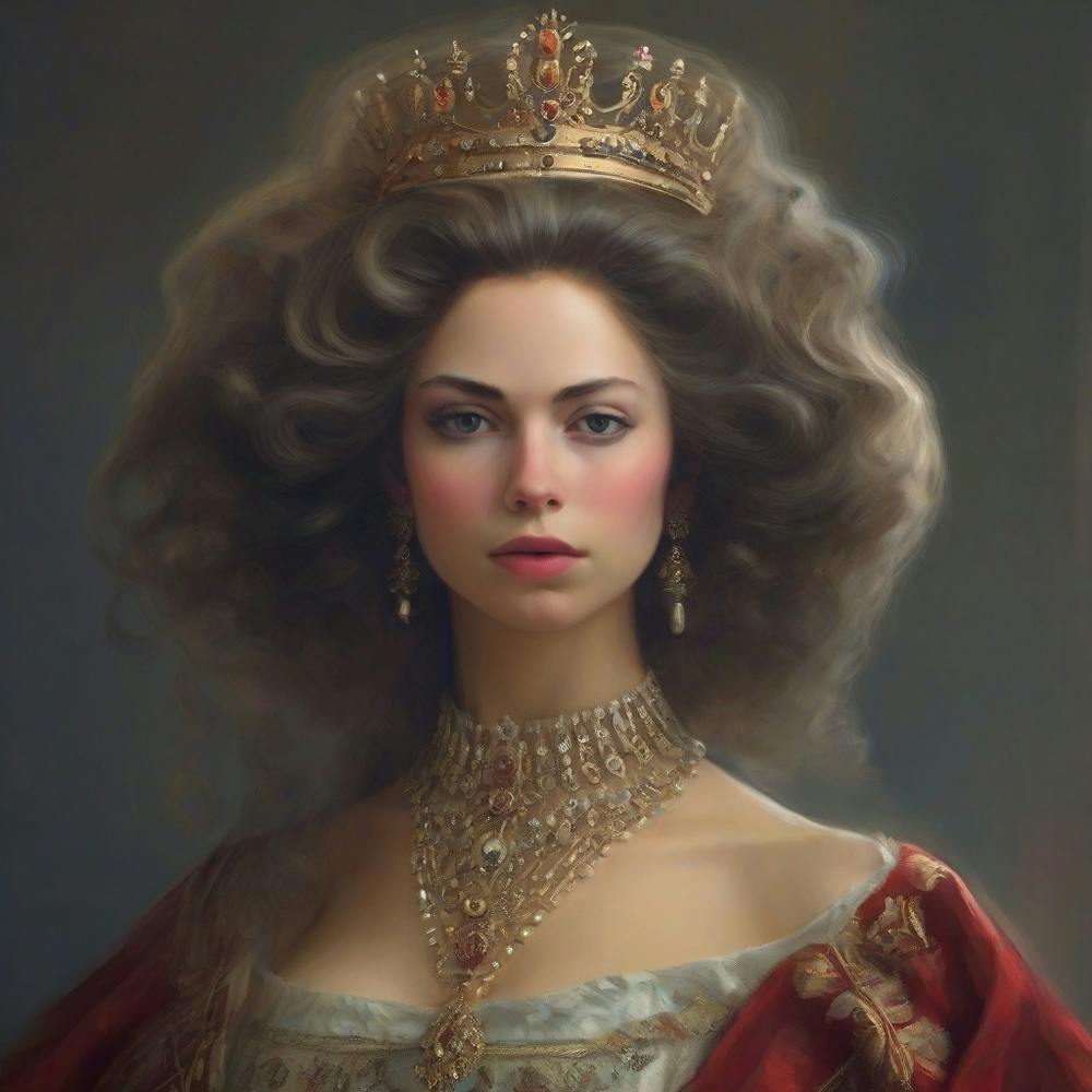 Queen With Hair And Beautiful Royal Attire