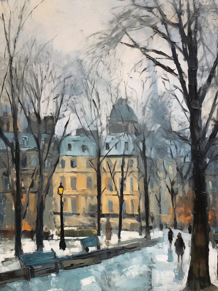 Winter City Park Painting Luxembourg Gardens Paris 2