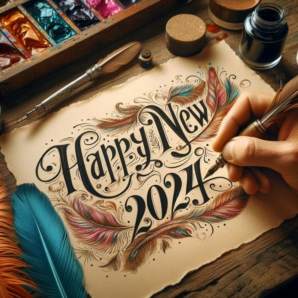 Frohes Neues Jahr Handschriftlich