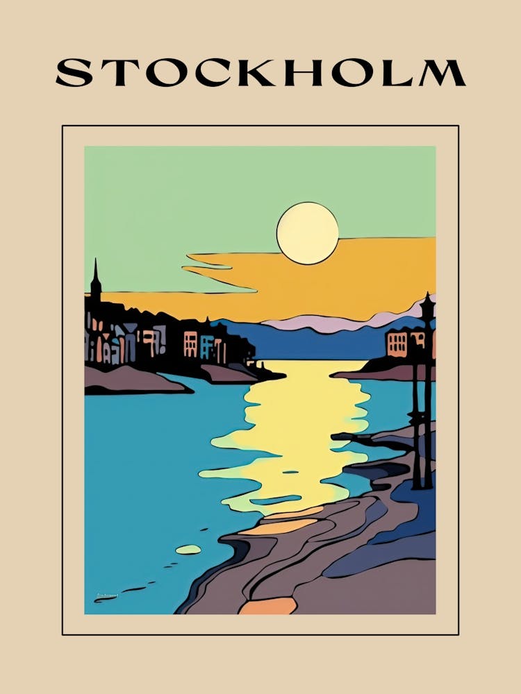 Minimal Design Style Of Stockholm, Sweden 1 Poster